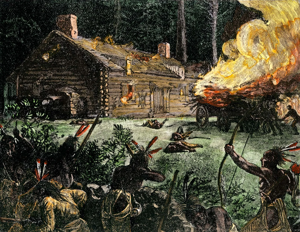 Depiction of King Philip's War Attack